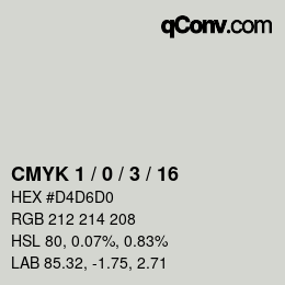 カラーコード: CMYK 1 / 0 / 3 / 16 | qconv.com