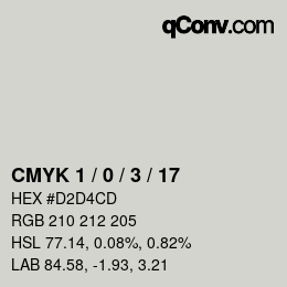 カラーコード: CMYK 1 / 0 / 3 / 17 | qconv.com
