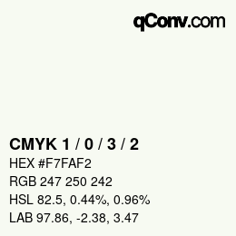 カラーコード: CMYK 1 / 0 / 3 / 2 | qconv.com