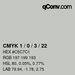 Color code: CMYK 1 / 0 / 3 / 22 | qconv.com