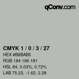 カラーコード: CMYK 1 / 0 / 3 / 27 | qconv.com