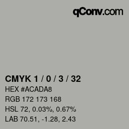カラーコード: CMYK 1 / 0 / 3 / 32 | qconv.com