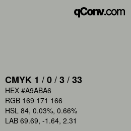 Color code: CMYK 1 / 0 / 3 / 33 | qconv.com