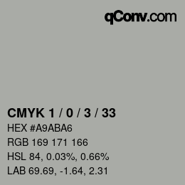 Color code: CMYK 1 / 0 / 3 / 33 | qconv.com