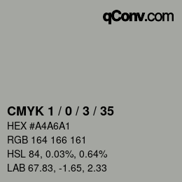 Color code: CMYK 1 / 0 / 3 / 35 | qconv.com