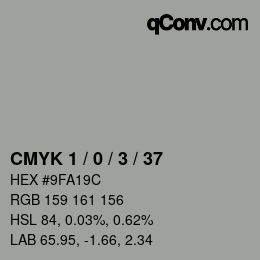 カラーコード: CMYK 1 / 0 / 3 / 37 | qconv.com