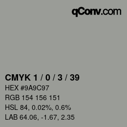 Color code: CMYK 1 / 0 / 3 / 39 | qconv.com