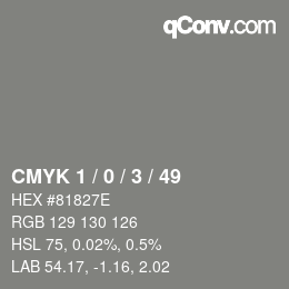 Color code: CMYK 1 / 0 / 3 / 49 | qconv.com