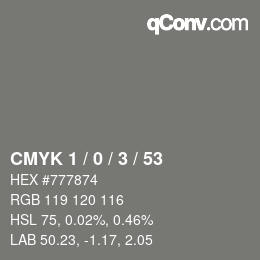 Color code: CMYK 1 / 0 / 3 / 53 | qconv.com