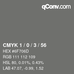 颜色代码: CMYK 1 / 0 / 3 / 56 | qconv.com