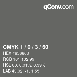 カラーコード: CMYK 1 / 0 / 3 / 60 | qconv.com