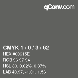 Color code: CMYK 1 / 0 / 3 / 62 | qconv.com