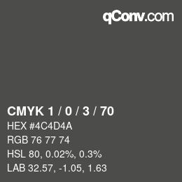 Color code: CMYK 1 / 0 / 3 / 70 | qconv.com