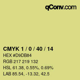 カラーコード: CMYK 1 / 0 / 40 / 14 | qconv.com