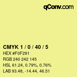 カラーコード: CMYK 1 / 0 / 40 / 5 | qconv.com
