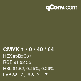 Farbcode: CMYK 1 / 0 / 40 / 64 | qconv.com