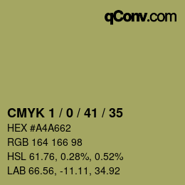 Farbcode: CMYK 1 / 0 / 41 / 35 | qconv.com