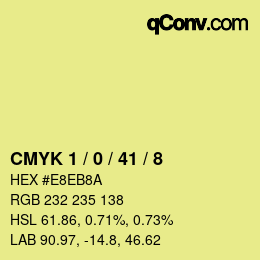 Farbcode: CMYK 1 / 0 / 41 / 8 | qconv.com