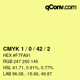 カラーコード: CMYK 1 / 0 / 42 / 2 | qconv.com