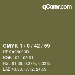 カラーコード: CMYK 1 / 0 / 42 / 59 | qconv.com