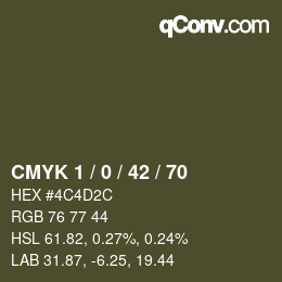 Color code: CMYK 1 / 0 / 42 / 70 | qconv.com