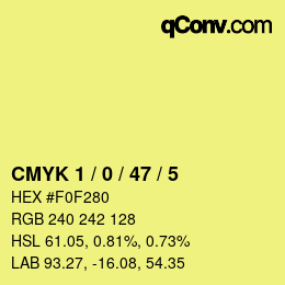 Color code: CMYK 1 / 0 / 47 / 5 | qconv.com