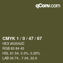 Color code: CMYK 1 / 0 / 47 / 67 | qconv.com