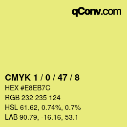 カラーコード: CMYK 1 / 0 / 47 / 8 | qconv.com