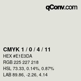 カラーコード: CMYK 1 / 0 / 4 / 11 | qconv.com