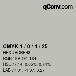 颜色代码: CMYK 1 / 0 / 4 / 25 | qconv.com