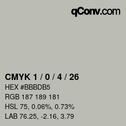 カラーコード: CMYK 1 / 0 / 4 / 26 | qconv.com
