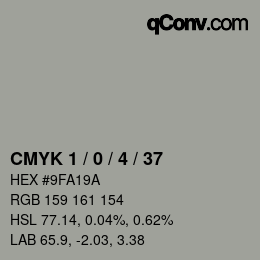 カラーコード: CMYK 1 / 0 / 4 / 37 | qconv.com