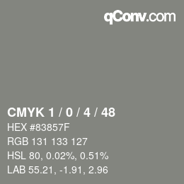 Color code: CMYK 1 / 0 / 4 / 48 | qconv.com