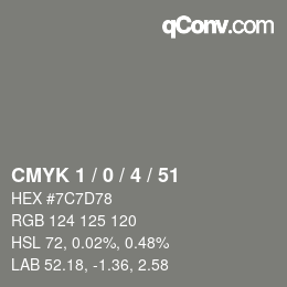 Color code: CMYK 1 / 0 / 4 / 51 | qconv.com