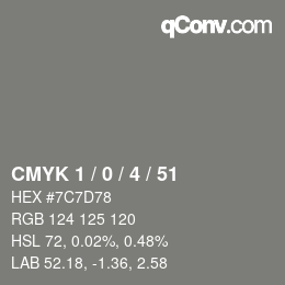 Color code: CMYK 1 / 0 / 4 / 51 | qconv.com