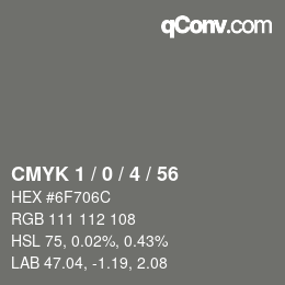 Color code: CMYK 1 / 0 / 4 / 56 | qconv.com