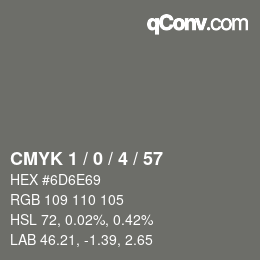 Color code: CMYK 1 / 0 / 4 / 57 | qconv.com