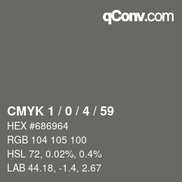 カラーコード: CMYK 1 / 0 / 4 / 59 | qconv.com