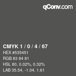 颜色代码: CMYK 1 / 0 / 4 / 67 | qconv.com