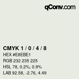 Farbcode: CMYK 1 / 0 / 4 / 8 | qconv.com