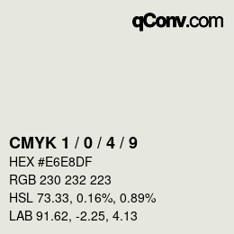 カラーコード: CMYK 1 / 0 / 4 / 9 | qconv.com