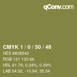 Color code: CMYK 1 / 0 / 50 / 48 | qconv.com