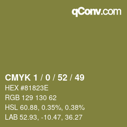 颜色代码: CMYK 1 / 0 / 52 / 49 | qconv.com