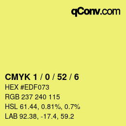 カラーコード: CMYK 1 / 0 / 52 / 6 | qconv.com