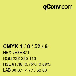 カラーコード: CMYK 1 / 0 / 52 / 8 | qconv.com