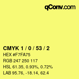 Color code: CMYK 1 / 0 / 53 / 2 | qconv.com