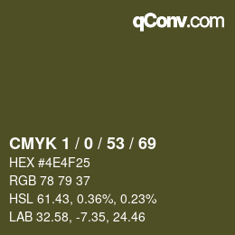 Color code: CMYK 1 / 0 / 53 / 69 | qconv.com