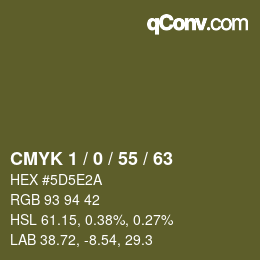 Farbcode: CMYK 1 / 0 / 55 / 63 | qconv.com