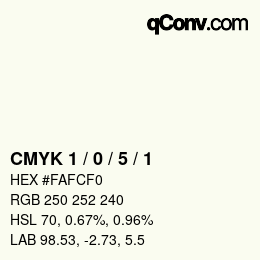 Farbcode: CMYK 1 / 0 / 5 / 1 | qconv.com