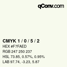 カラーコード: CMYK 1 / 0 / 5 / 2 | qconv.com